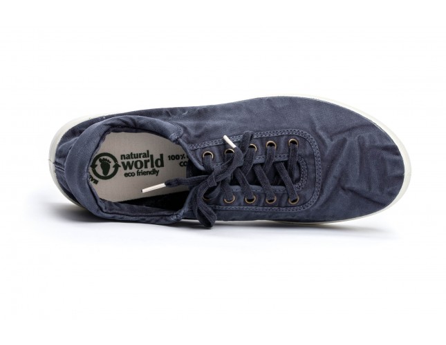 Tenisi din panza Natural World, model 3301, Marin, aspect Stone-Washed