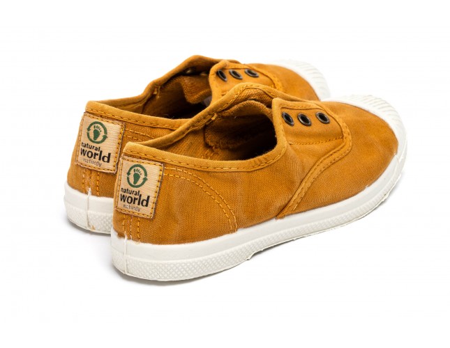 Tenisi Natural World pentru copii, model Elastico, Cuero, aspect Stone-Washed