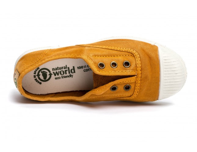 Tenisi Natural World pentru copii, model Elastico, Cuero, aspect Stone-Washed