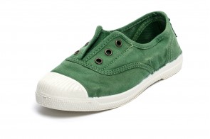 Tenisi Natural World pentru copii, model Elastico, Verde, aspect Stone-Washed