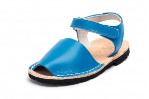 Sandale Avarca Velcro pentru copii, Albastru, piele naturala 