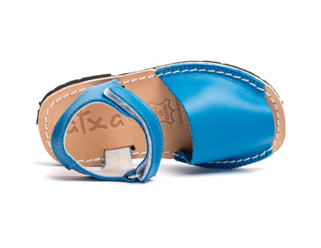 Sandale Avarca Velcro pentru copii, Albastru, piele naturala 