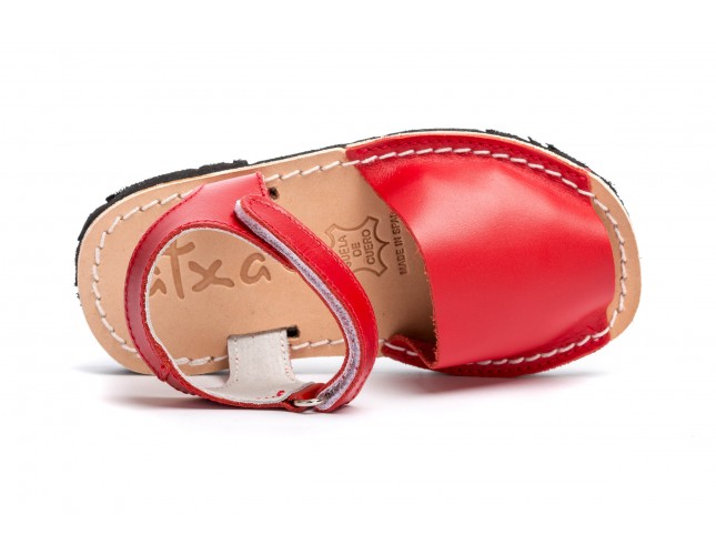 Sandale Avarca Velcro pentru copii, Rosu, piele naturala 