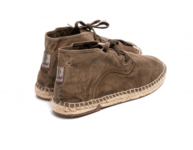 Espadrile Natural World, model Safari, Café, aspect Stone-Washed