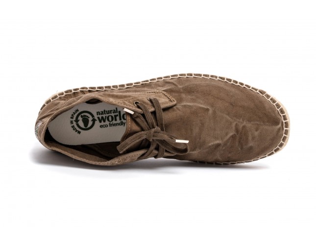 Espadrile Natural World, model Safari, Café, aspect Stone-Washed
