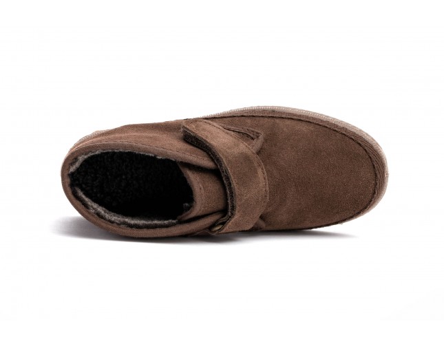 Ghete din piele intoarsa Natural World, model 505 Velcro, Maron