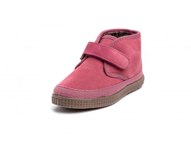 Ghete din piele nubuc Natural World, model 561 Velcro, Rosa