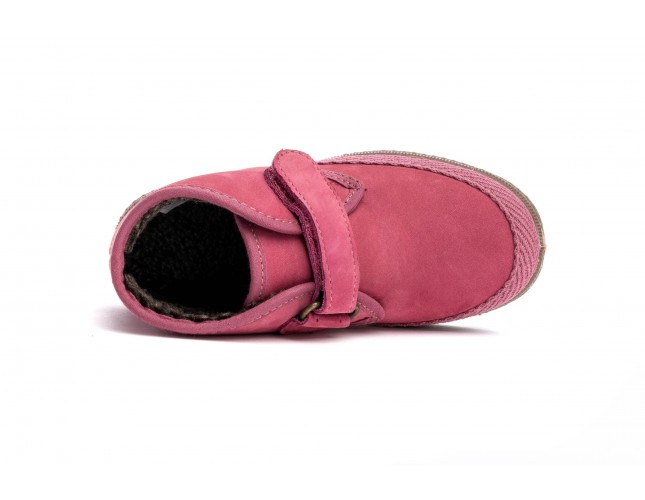 Ghete din piele nubuc Natural World, model 561 Velcro, Rosa