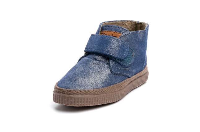 Ghete Natural World, model Glitter 553 Velcro, Albastru Metalizat