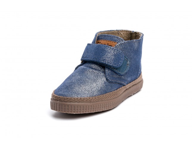 Ghete Natural World, model Glitter 553 Velcro, Albastru Metalizat