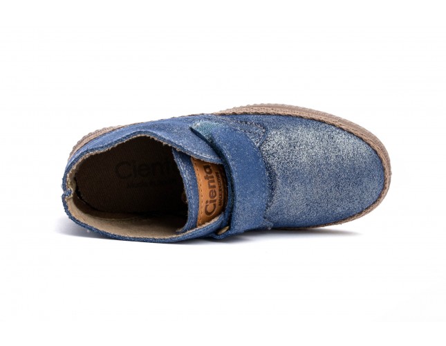 Ghete Natural World, model Glitter 553 Velcro, Albastru Metalizat