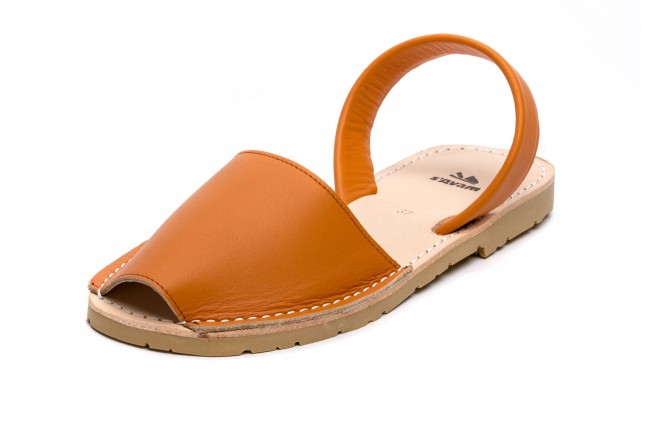 Sandale Avarca din piele naturala, Orange