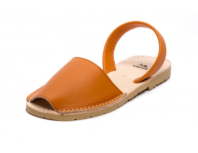 Sandale Avarca din piele naturala, Orange