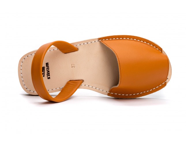 Sandale Avarca din piele naturala, Orange