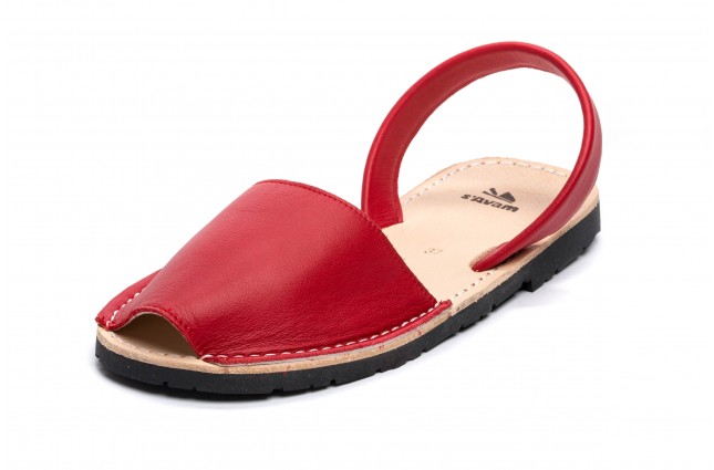 Sandale Avarca din piele naturala, Rosu
