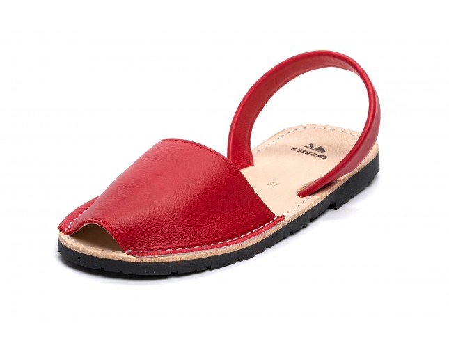 Sandale Avarca din piele naturala, Rosu