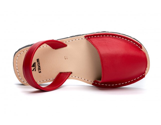 Sandale Avarca din piele naturala, Rosu