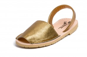 Sandale Avarca din piele naturala, Auriu Bronce