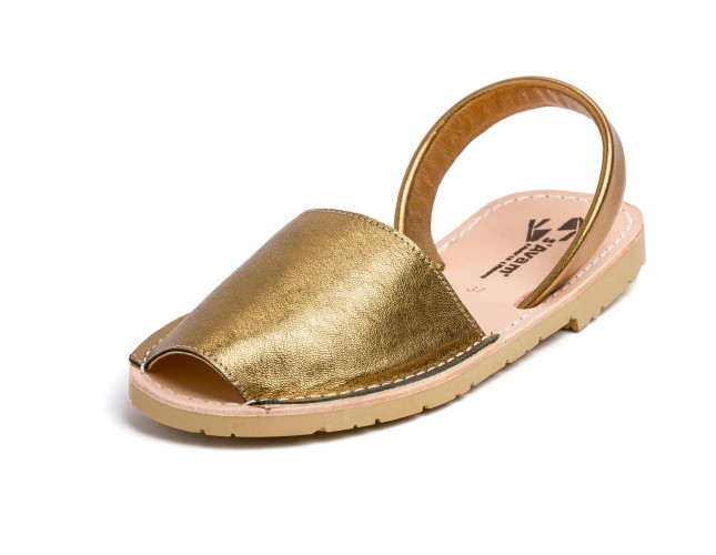 Sandale Avarca din piele naturala, Auriu Bronce