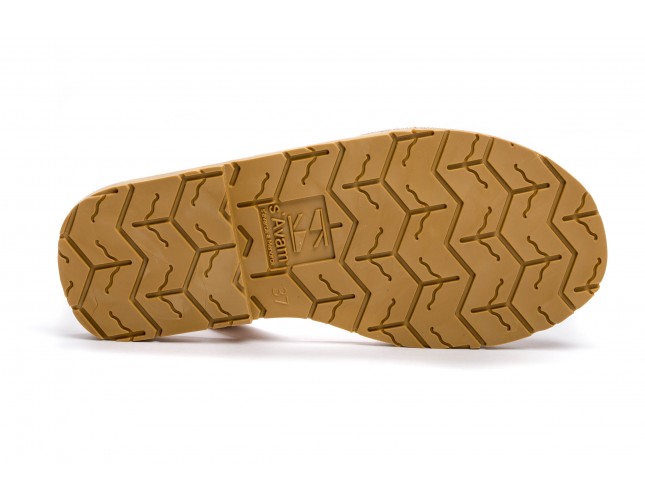 Sandale Avarca din piele naturala, Auriu Bronce