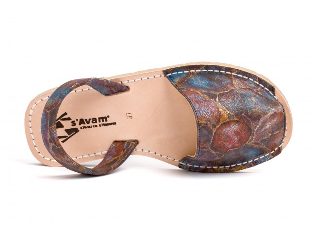 Sandale Avarca din piele naturala, Multicolor