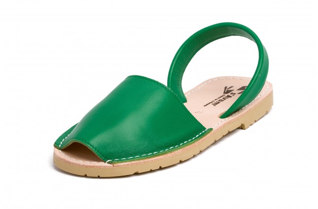 Sandale Avarca din piele naturala, Verde