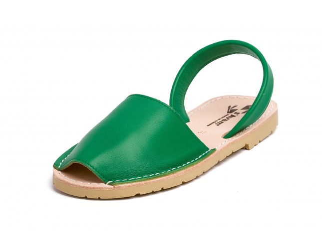 Sandale Avarca din piele naturala, Verde