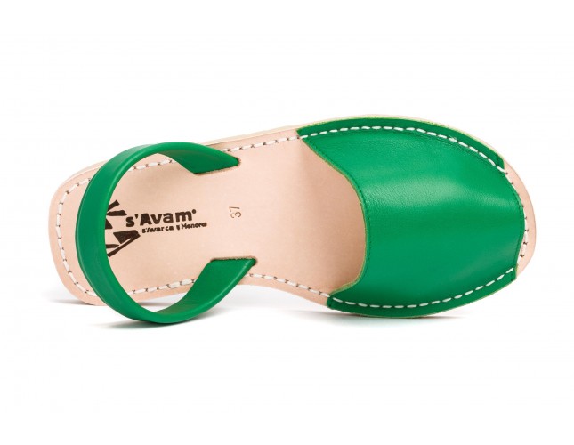 Sandale Avarca din piele naturala, Verde