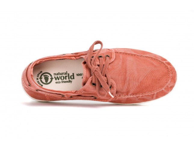 Pantofi Natural World, model Nautico 613, Teracota, aspect Stone-Washed