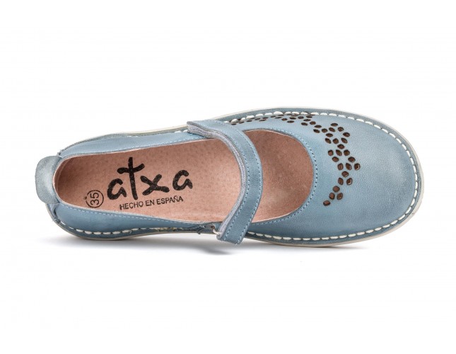 Pantofi ATXA din piele, model Rustik 1914, Albastru 