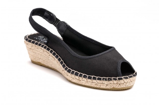 Sandale Maison de l'Espadrille din panza, model 660TB, Negru