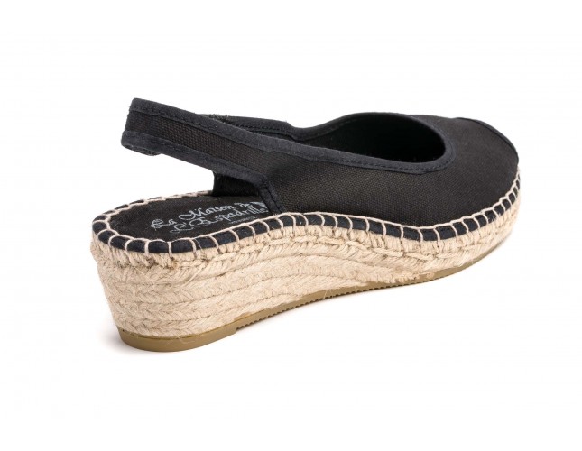 Sandale Maison de l'Espadrille din panza, model 660TB, Negru