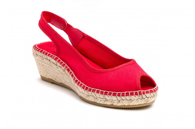 Sandale Maison de l'Espadrille din panza, model 660TB, Rosu