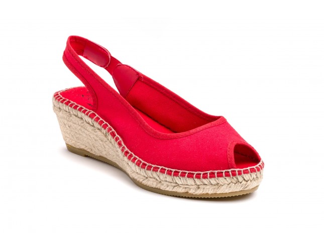 Sandale Maison de l'Espadrille din panza, model 660TB, Rosu