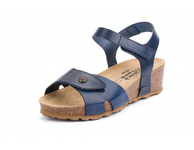 Sandale Maison de l'Espadrille din piele, model VELCRO 3621, Albastru