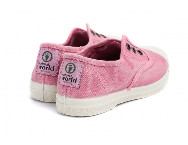 Tenisi Natural World pentru copii, model Elastico 470, Rosa aspect Stone-Washed