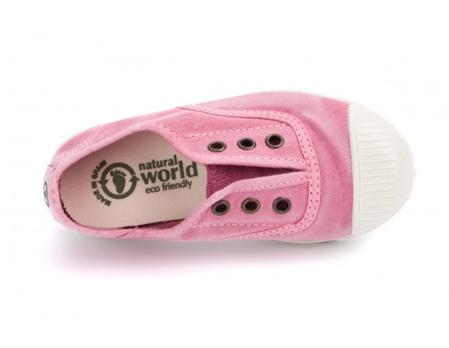 Tenisi Natural World pentru copii, model Elastico 470, Rosa aspect Stone-Washed