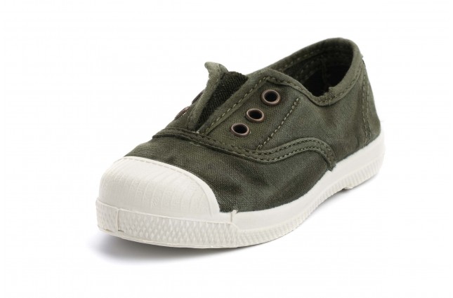 Tenisi Natural World pentru copii, model Elastico 470, Kaki aspect Stone-Washed