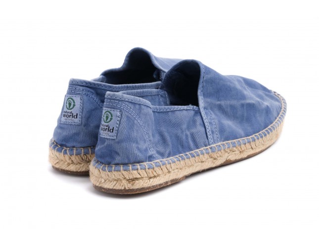 Espadrile Natural World, model Camping Yute 325, Albastru Celeste aspect Stone-Washed