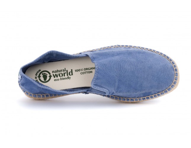 Espadrile Natural World, model Camping Yute 325, Albastru Celeste aspect Stone-Washed