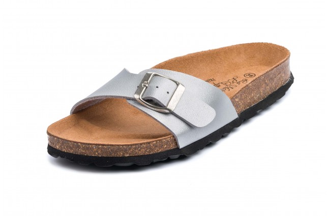 Papuci Maison de l'Espadrille din piele eco, model BOUCLE 3506, Argintiu