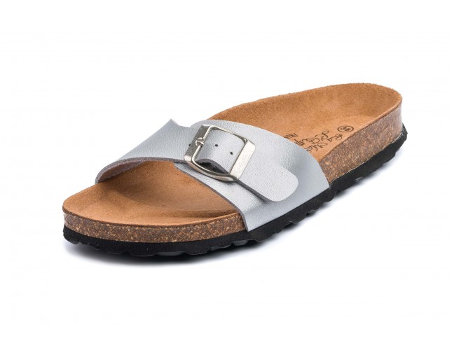 Papuci Maison de l'Espadrille din piele eco, model BOUCLE 3506, Argintiu