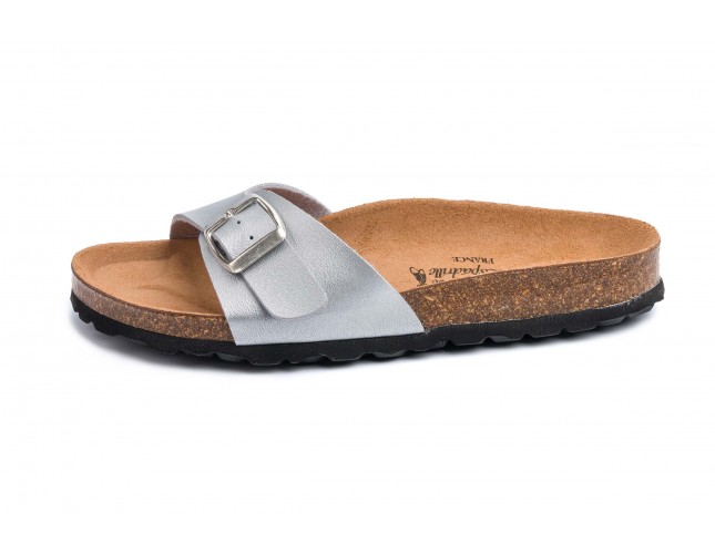 Papuci Maison de l'Espadrille din piele eco, model BOUCLE 3506, Argintiu