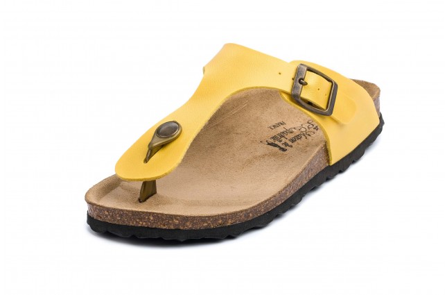 Papuci Maison de l'Espadrille din piele eco, model BOUCLE 3511, Galben