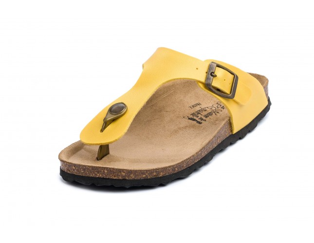 Papuci Maison de l'Espadrille din piele eco, model BOUCLE 3511, Galben