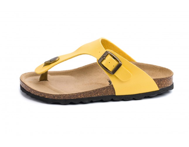 Papuci Maison de l'Espadrille din piele eco, model BOUCLE 3511, Galben