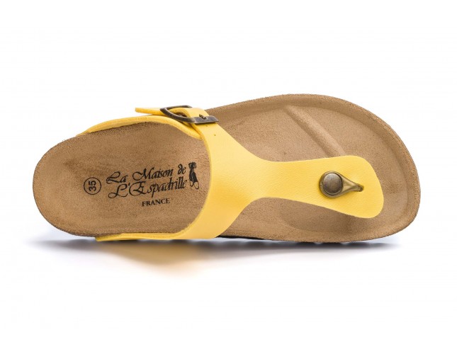 Papuci Maison de l'Espadrille din piele eco, model BOUCLE 3511, Galben