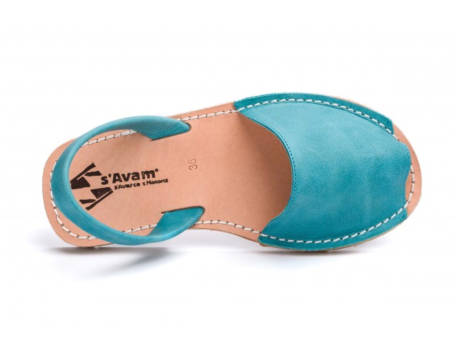 Sandale S'Avam - Avarca de Menorca, din piele naturala, Albastru Aqua