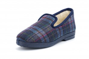 Pantofi de casa Cruan, cu lana naturala, model LANA 0660, Marin