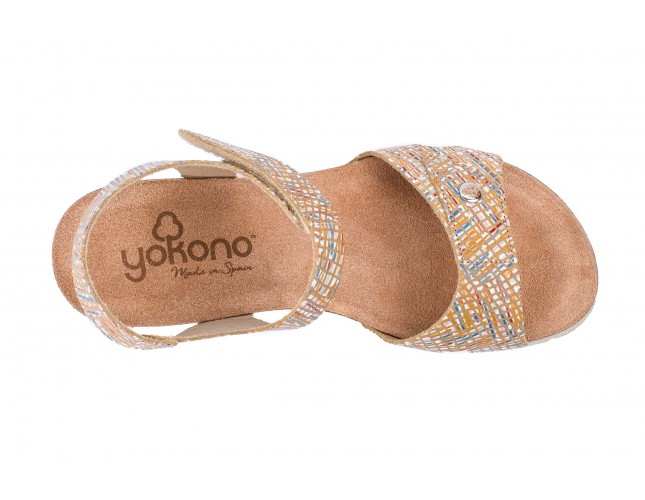 Sandale Yokono, din piele naturala, model CADIZ 073, Bej Multicolor